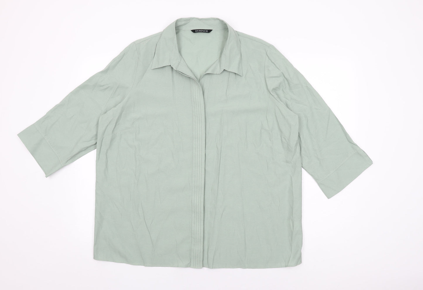 essence Womens Green Viscose Basic Button-Up Size 20 Collared