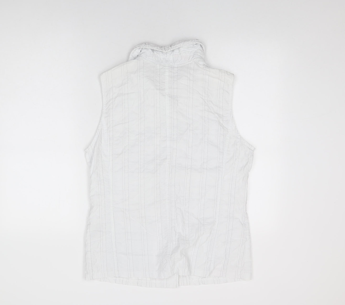 Bexley's Womens White Striped Polyamide Basic Button-Up Size 16 Collared