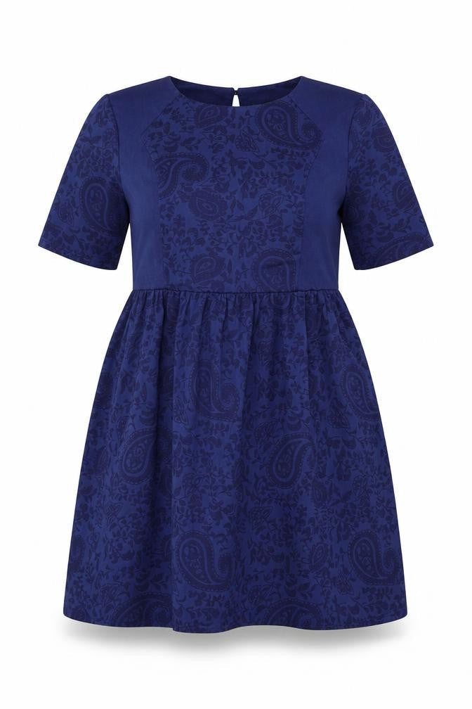 Dorothy Perkins Womens Blue Geometric Viscose Skater Dress Size 16 Round Neck Pullover