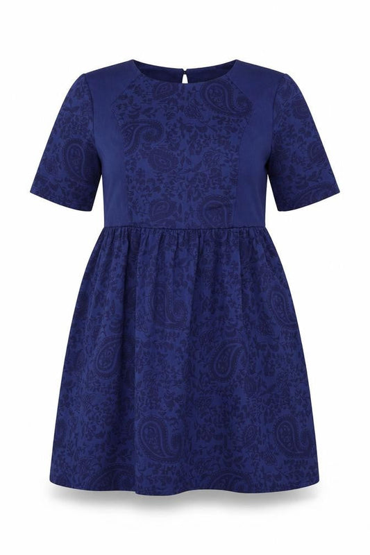 Dorothy Perkins Womens Blue Geometric Viscose Skater Dress Size 16 Round Neck Pullover