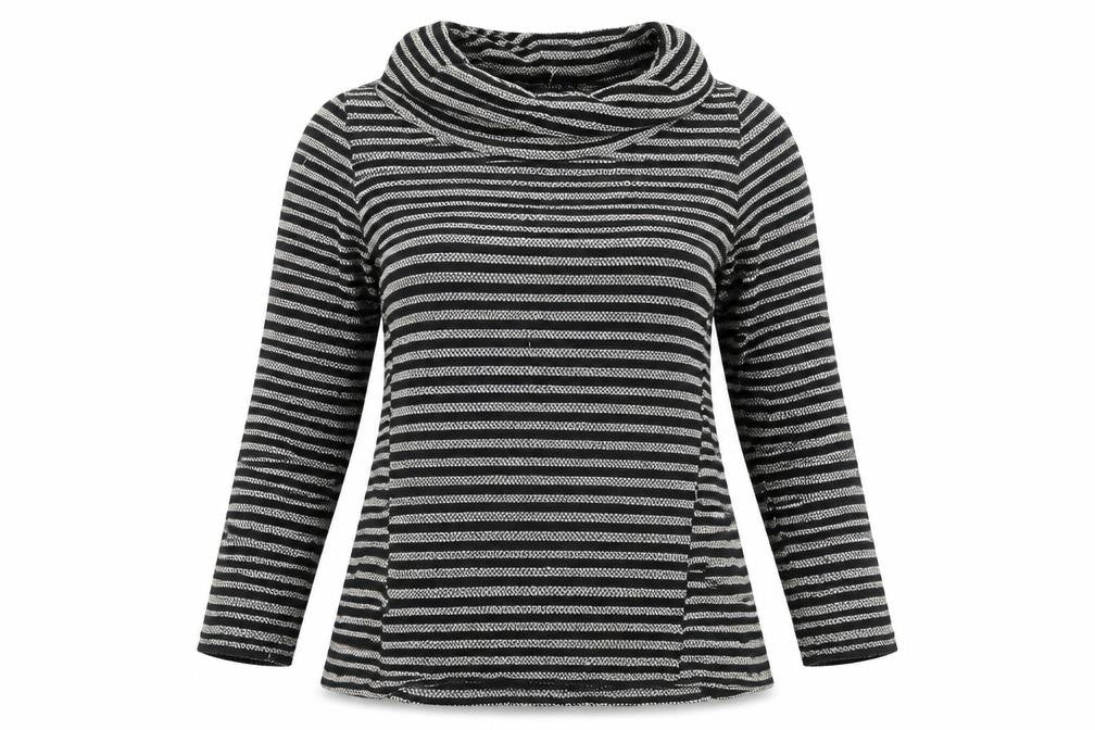 Bonmarché Womens Black Roll Neck Striped Polyester Pullover Jumper Size 12