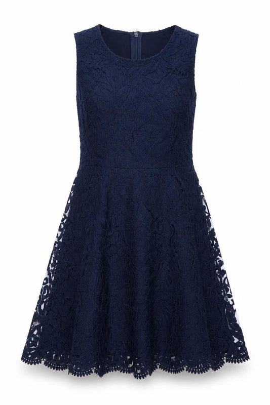 Next Womens Blue Polyester Fit & Flare Size 12 Round Neck Zip - Lined
