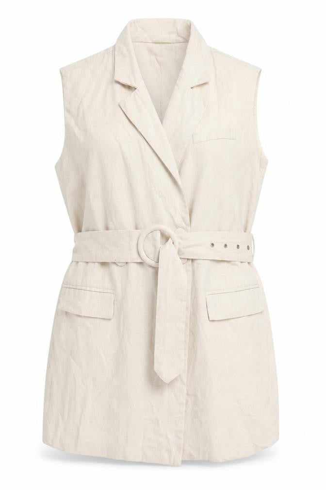 In the Style Womens Ivory Jacket Waistcoat Size 12 Button - Belted