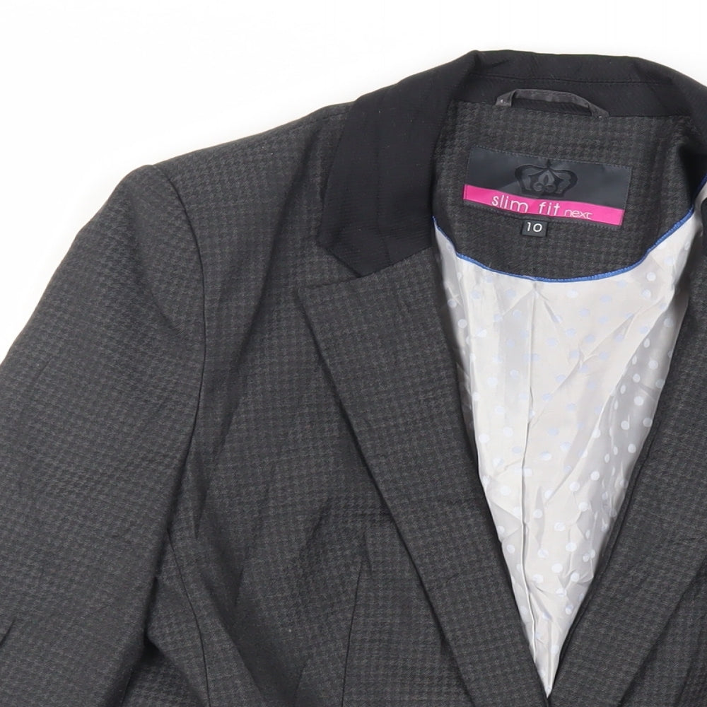 NEXT Womens Grey Geometric Jacket Blazer Size 10 Button