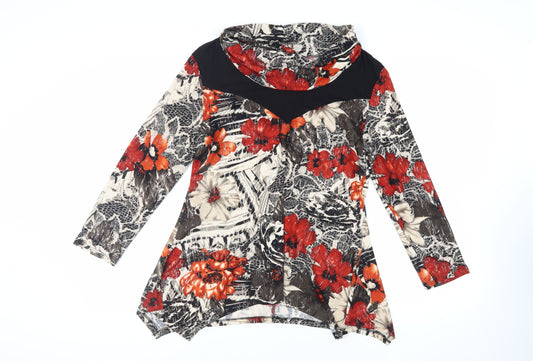 Saloos Womens Multicoloured Floral Polyester Tunic Blouse Size XL Roll Neck - Asymmetric
