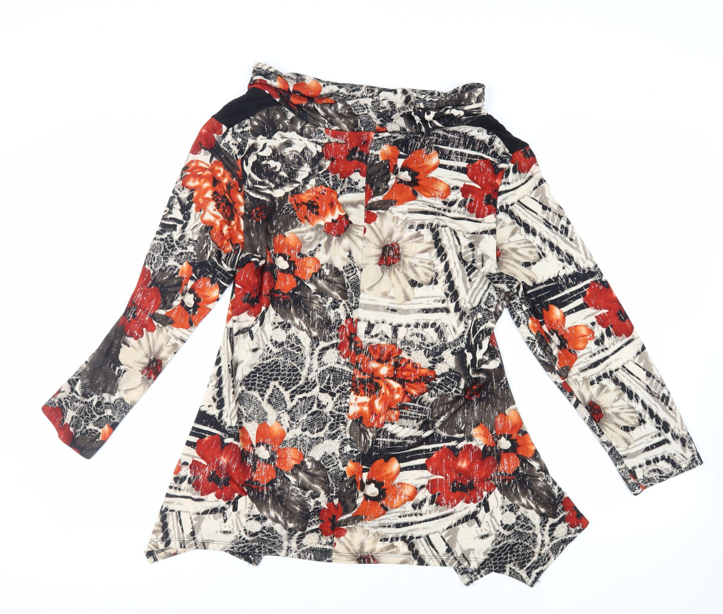 Saloos Womens Multicoloured Floral Polyester Tunic Blouse Size XL Roll Neck - Asymmetric