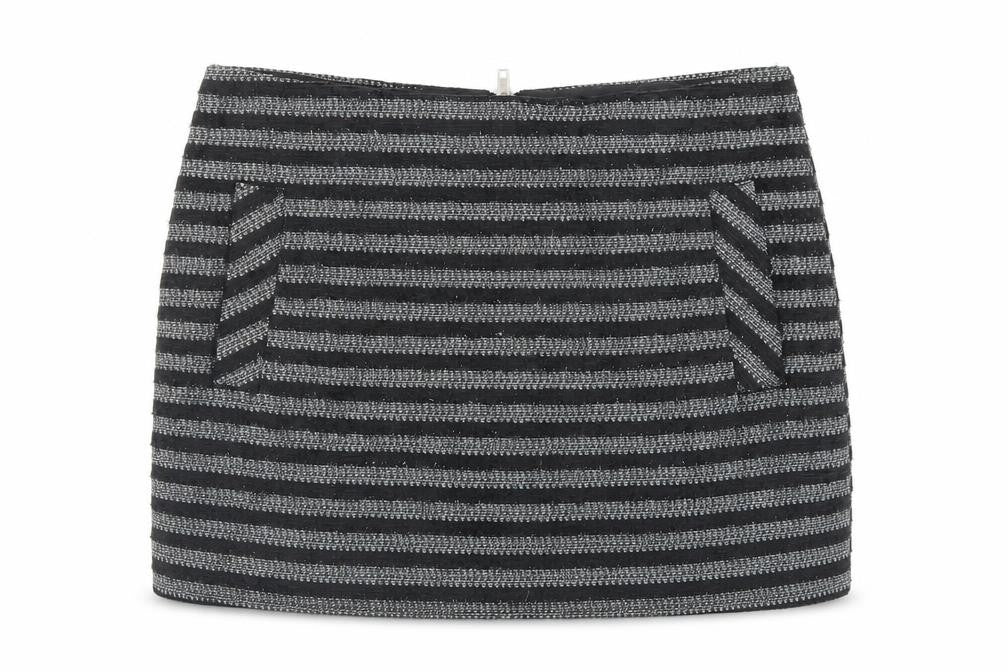 Topshop Womens Black Striped Polyester Mini Skirt Size 10 Zip - Pockets