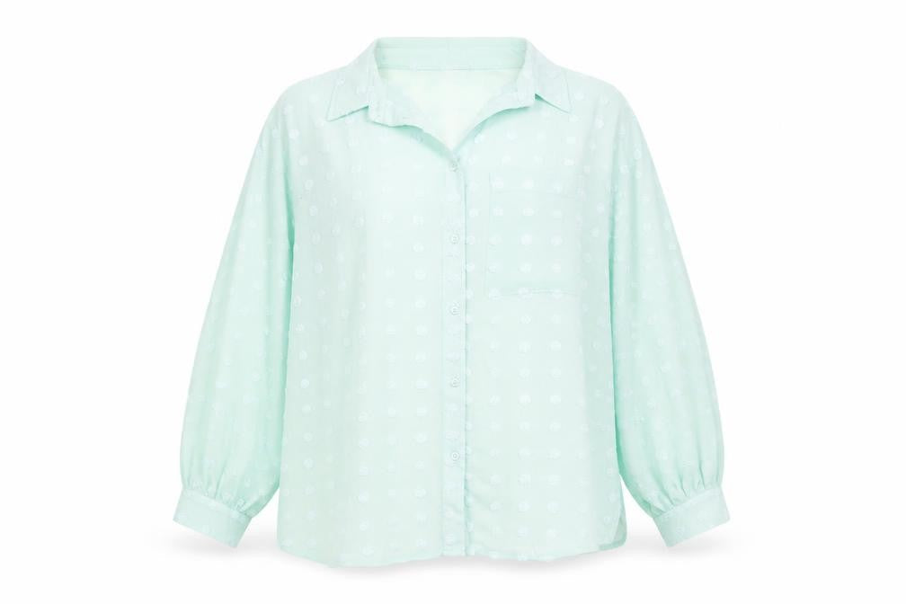 ASOS Womens Green Polyester Basic Button-Up Size 16 Collared - Oversized Sheer Textured