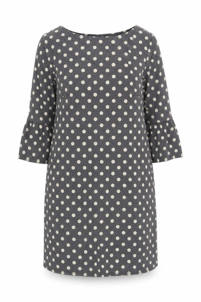Dorothy Perkins Womens Grey Polka Dot Polyester Shift Size 10 Boat Neck Pullover