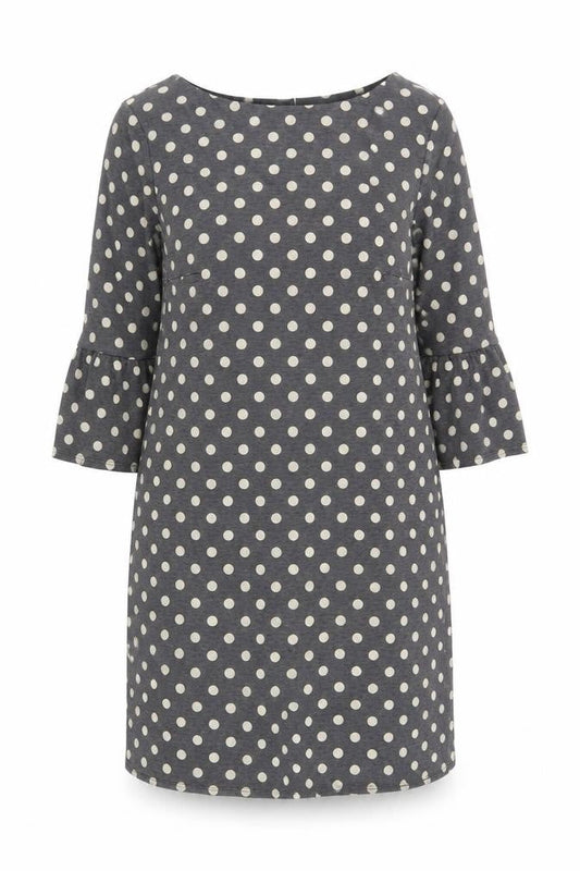 Dorothy Perkins Womens Grey Polka Dot Polyester Shift Size 10 Boat Neck Pullover