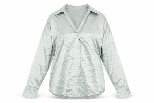 H&M Womens Green Polyester Basic Button-Up Size XL Collared
