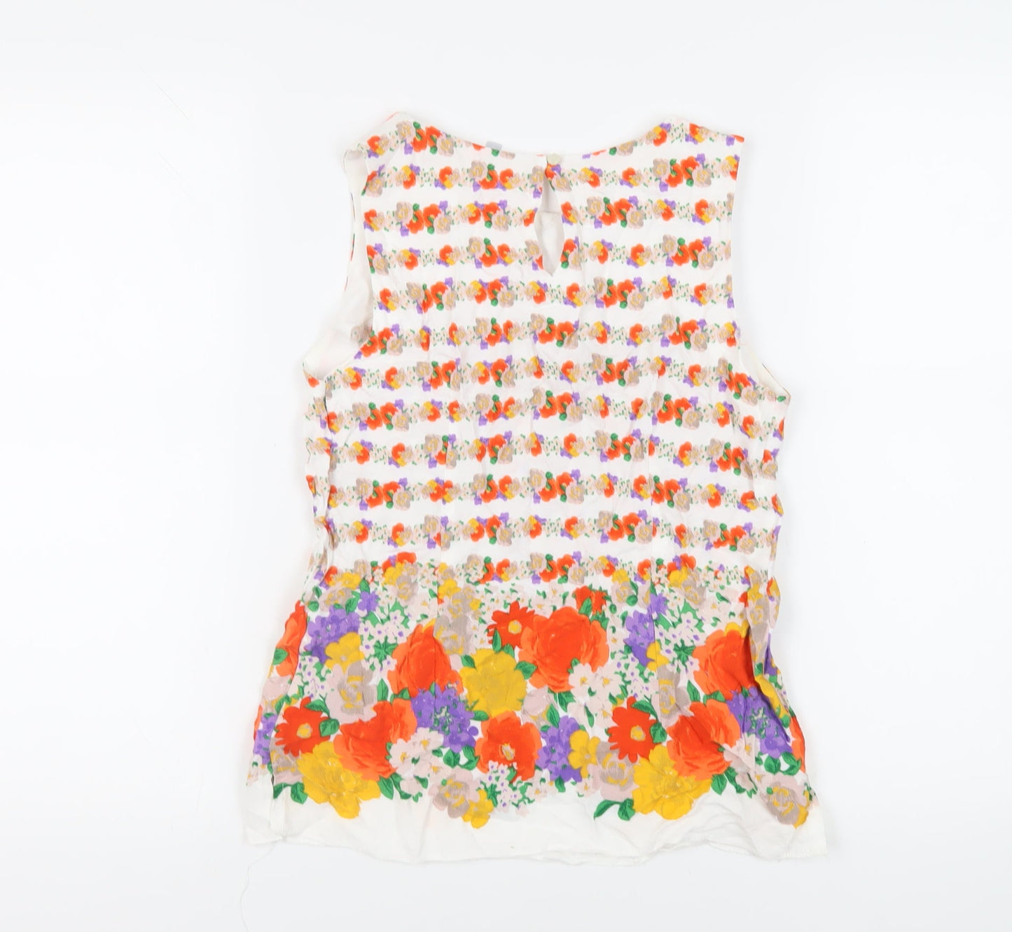 Red Herring Womens White Floral Viscose Basic Blouse Size 10 Boat Neck
