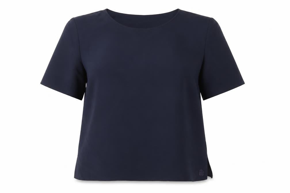 Essence Womens Blue Polyester Basic Blouse Size 26 Round Neck