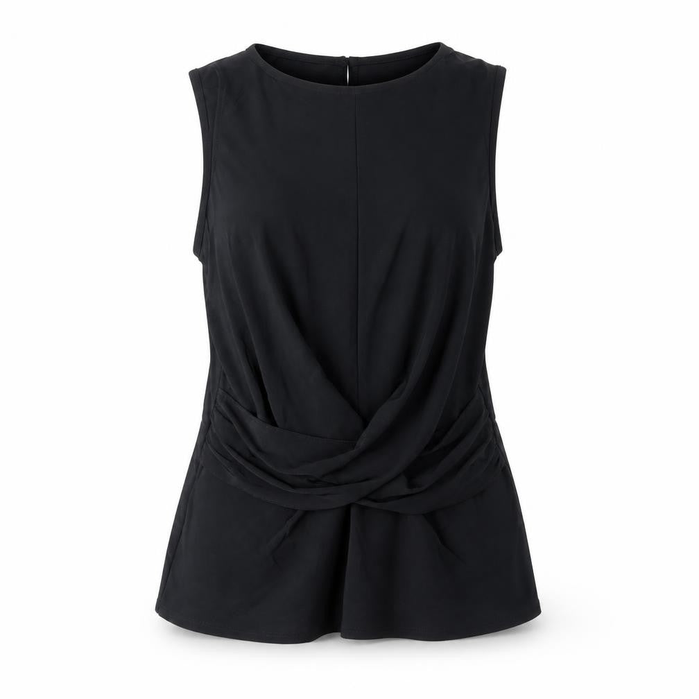 Warehouse Womens Black Polyester Basic Tank Size 10 Boat Neck