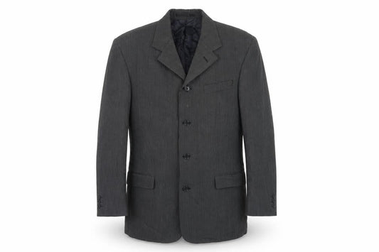 Gibson Mens Grey Striped Polyester Jacket Suit Jacket Size 40 Regular