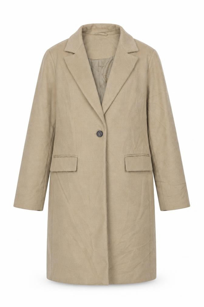 New Look Womens Beige Overcoat Coat Size 10 Button