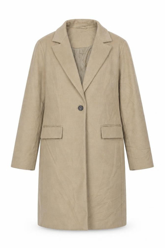 New Look Womens Beige Overcoat Coat Size 10 Button