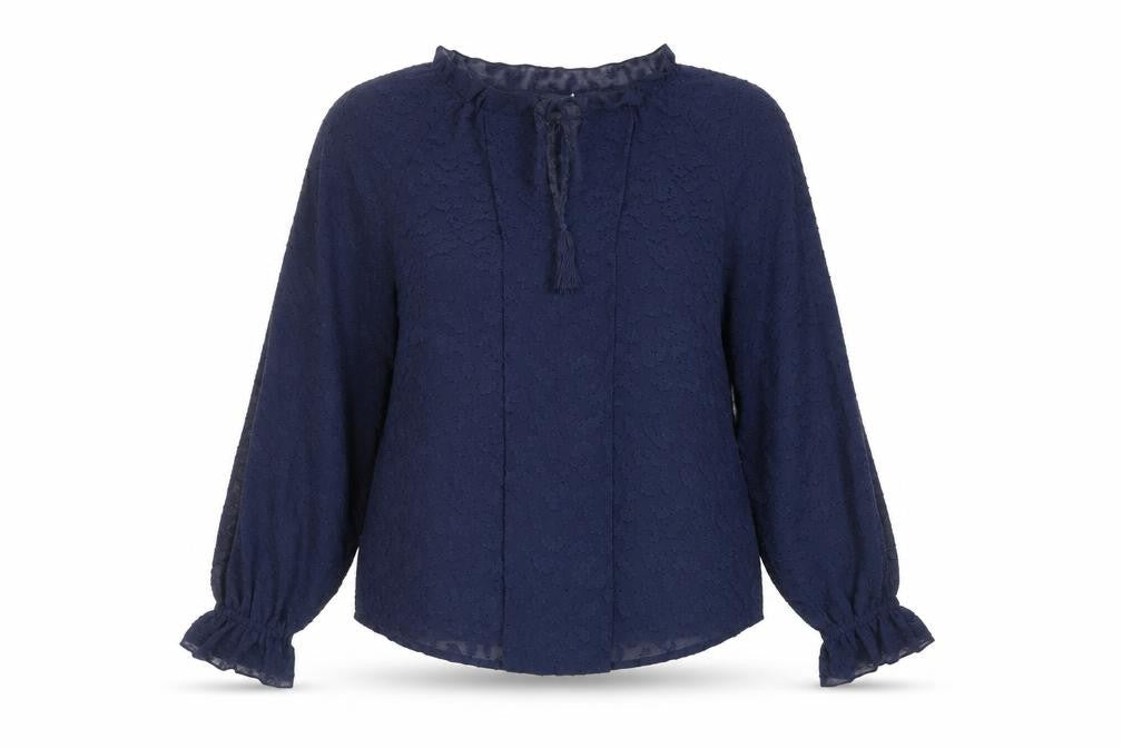 Marks & Spencer Womens Blue Polyester Basic Blouse Size 10 V-Neck - Textured