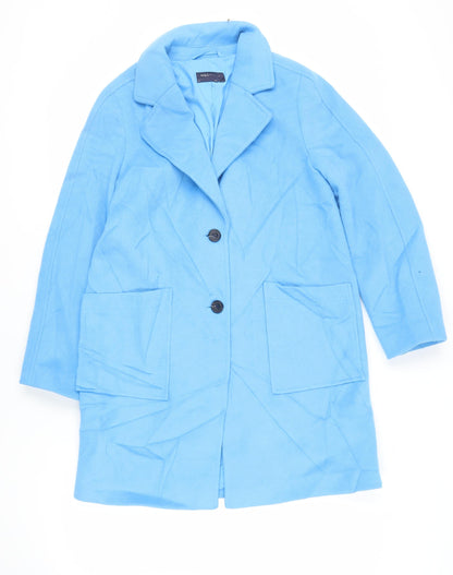 Marks & Spencer Womens Blue Overcoat Coat Size 12 Button