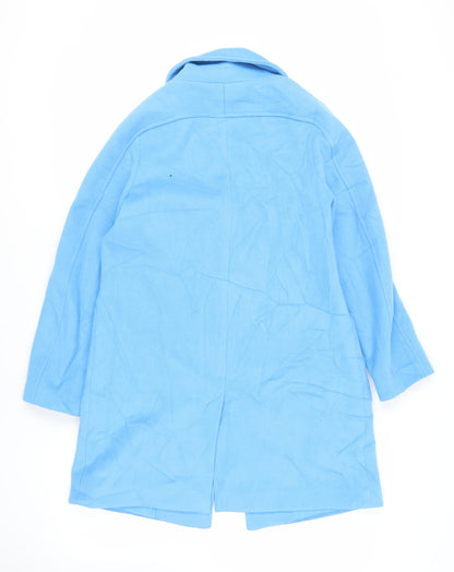 Marks & Spencer Womens Blue Overcoat Coat Size 12 Button