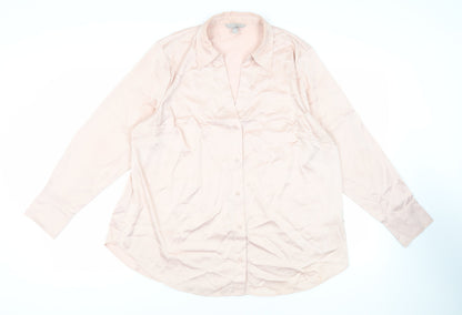 H&M Womens Pink Polyester Basic Button-Up Size XL Collared