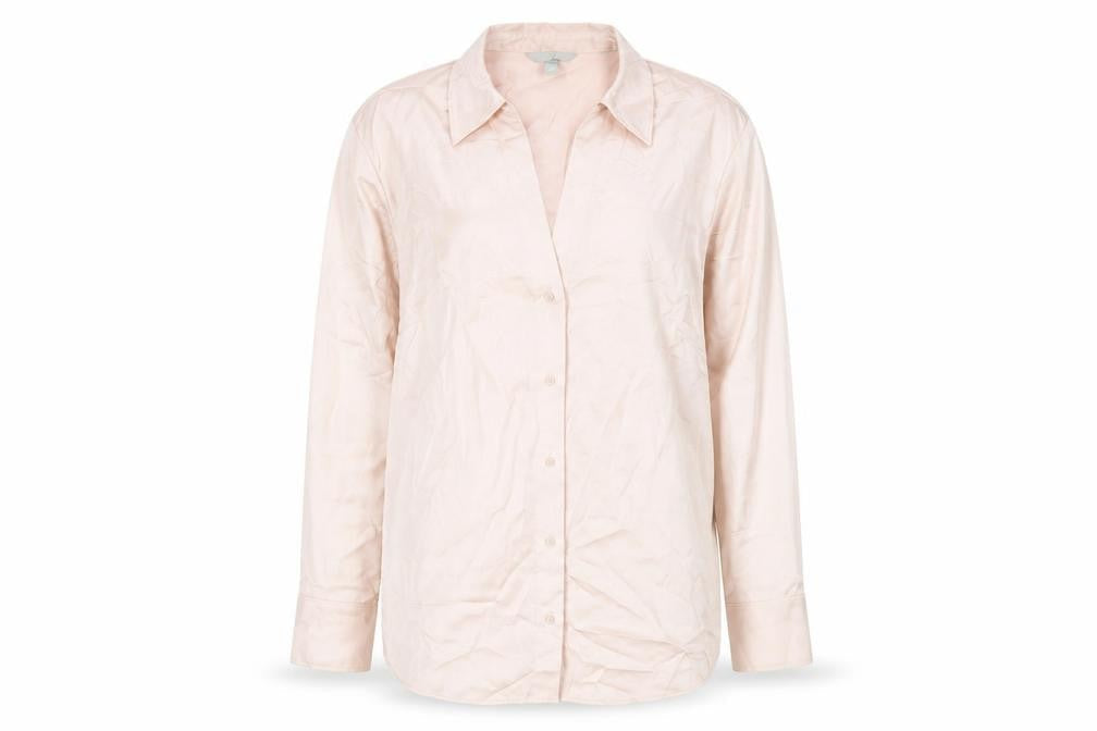 H&M Womens Pink Polyester Basic Button-Up Size XL Collared