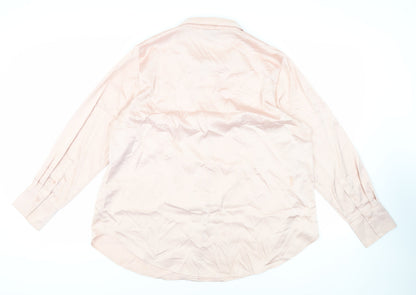 H&M Womens Pink Polyester Basic Button-Up Size XL Collared