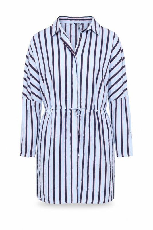 Topshop Womens Blue Striped Viscose Shirt Dress Size 10 Collared