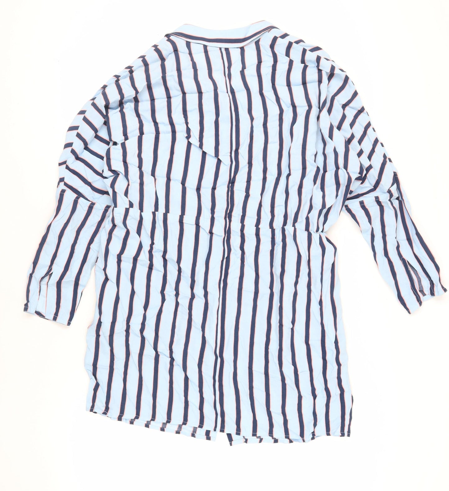 Topshop Womens Blue Striped Viscose Shirt Dress Size 10 Collared