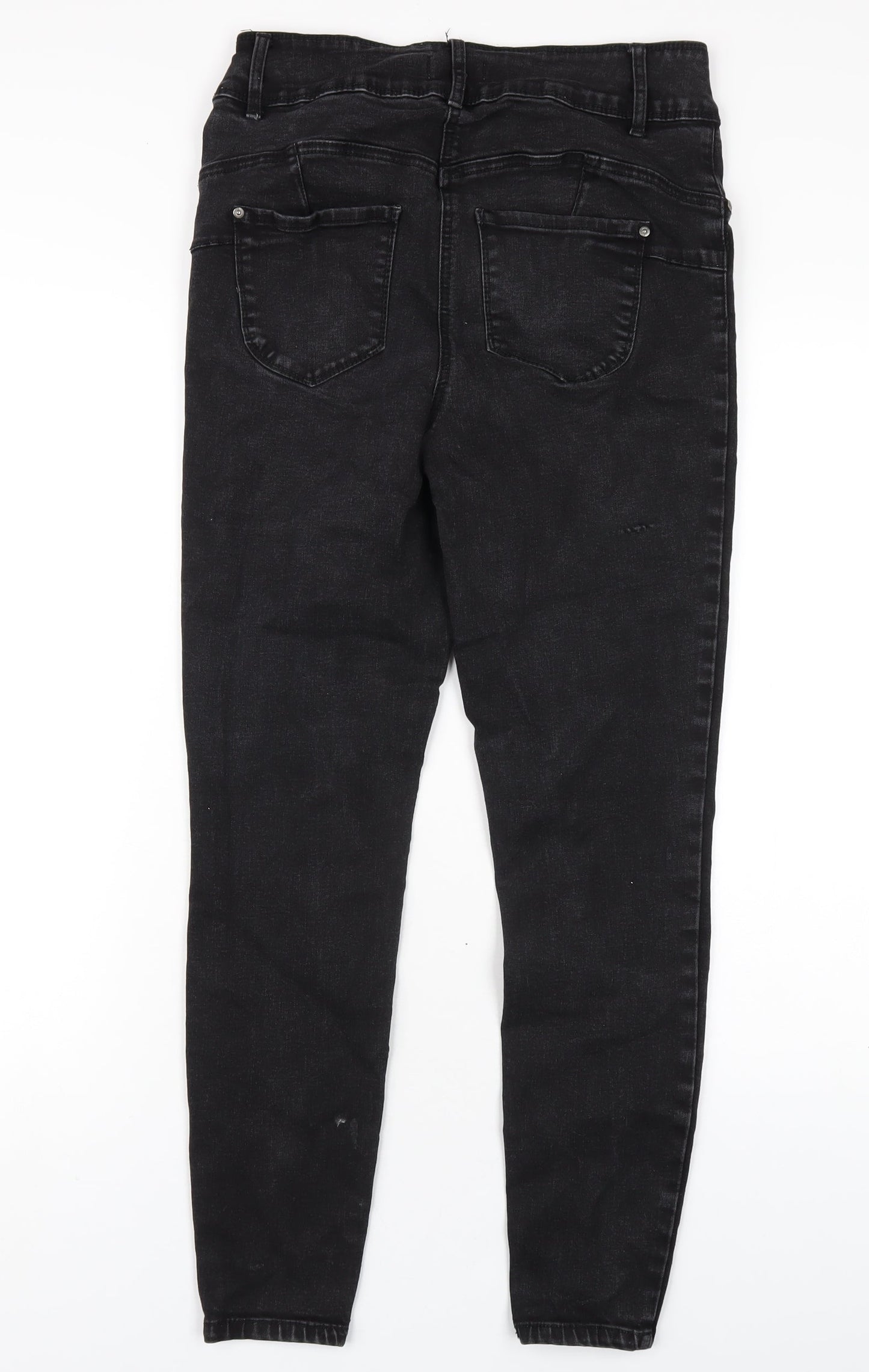 Papaya Womens Black Cotton Skinny Jeans Size 12 L29 in Regular Zip