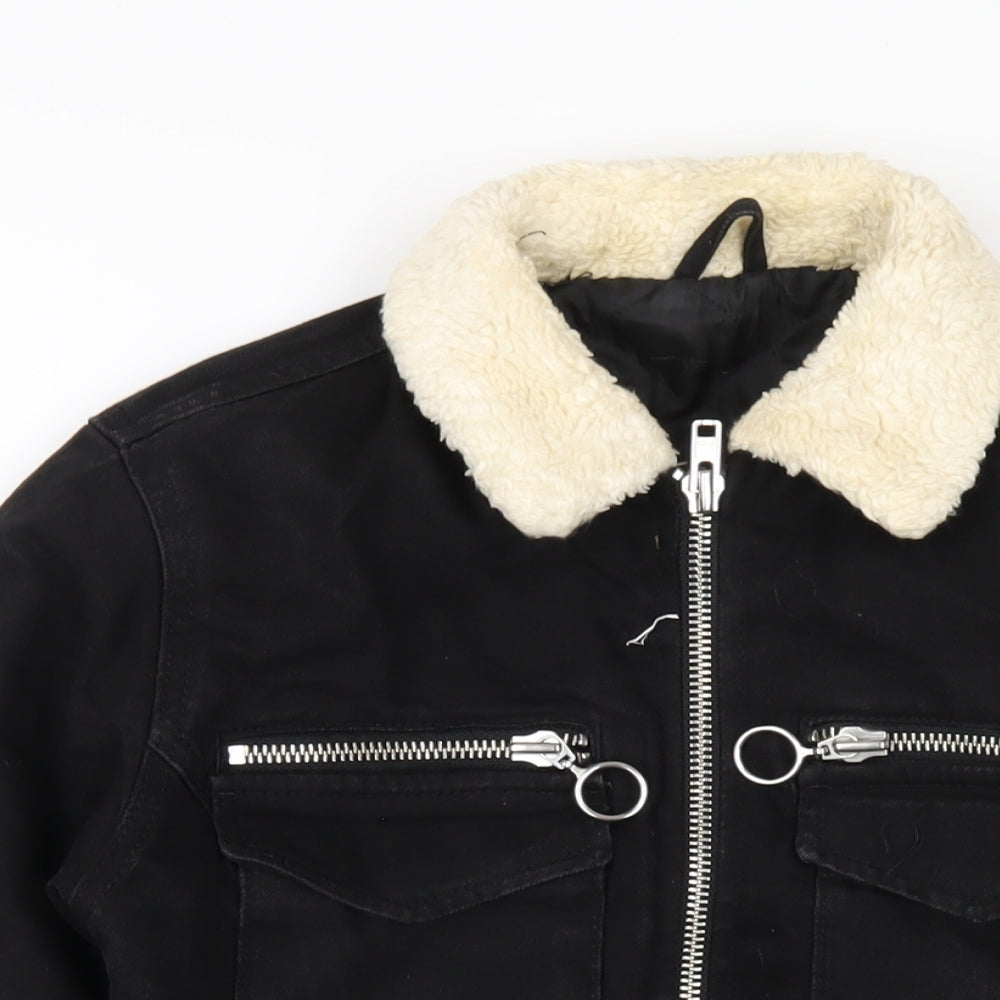 Topshop Womens Black Jacket Size 6 Zip