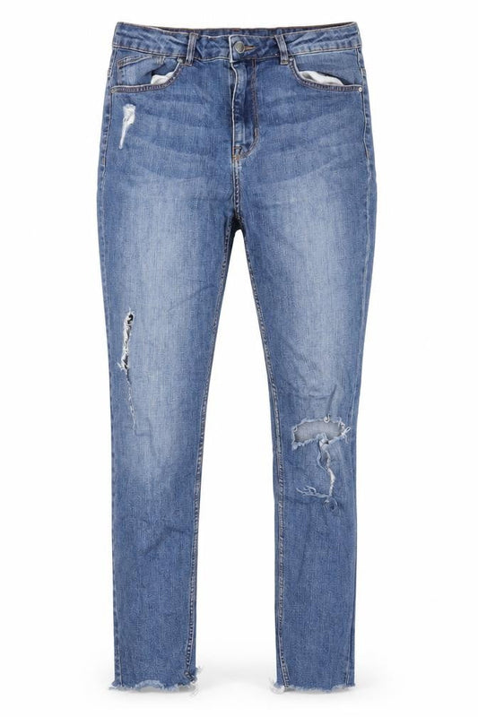 H&M Womens Blue Cotton Skinny Jeans Size 12 L28 in Regular Zip
