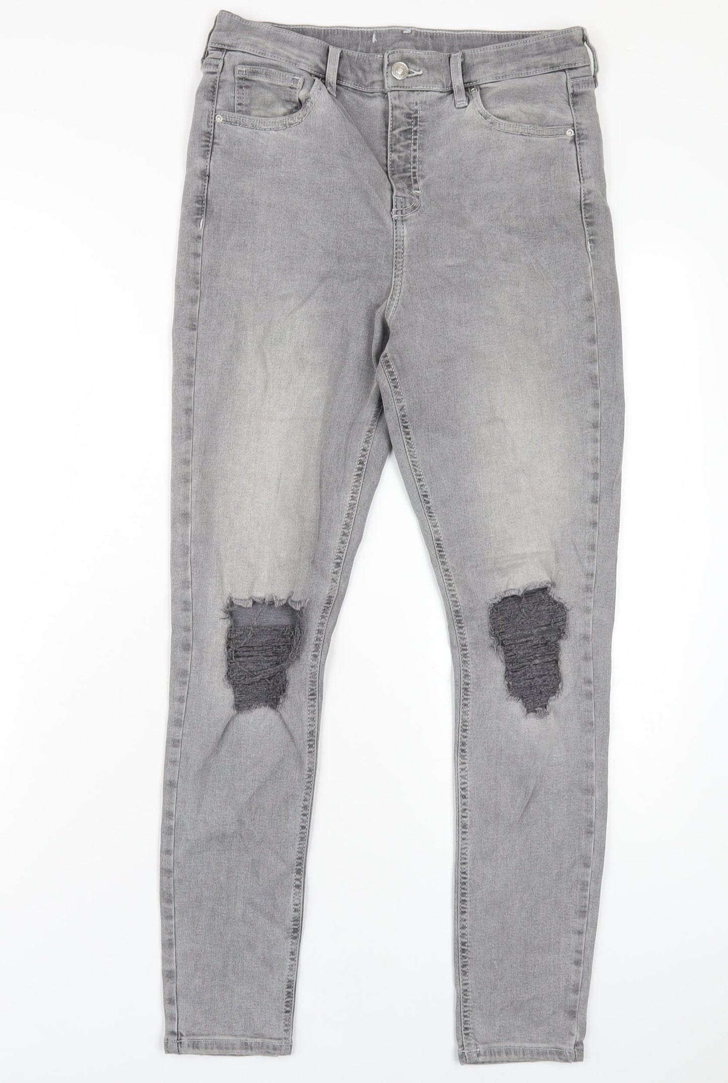 Topshop Womens Grey Cotton Skinny Jeans Size 30 in L32 in Regular Zip