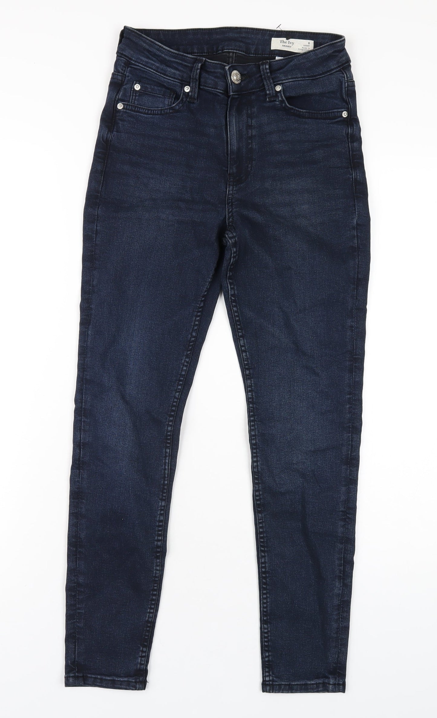 Marks and Spencer Womens Blue Cotton Skinny Jeans Size 8 L27 in Regular Zip
