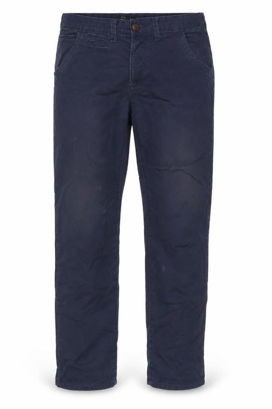 Burton Mens Blue Cotton Trousers Size 32 in L32 in Regular Button