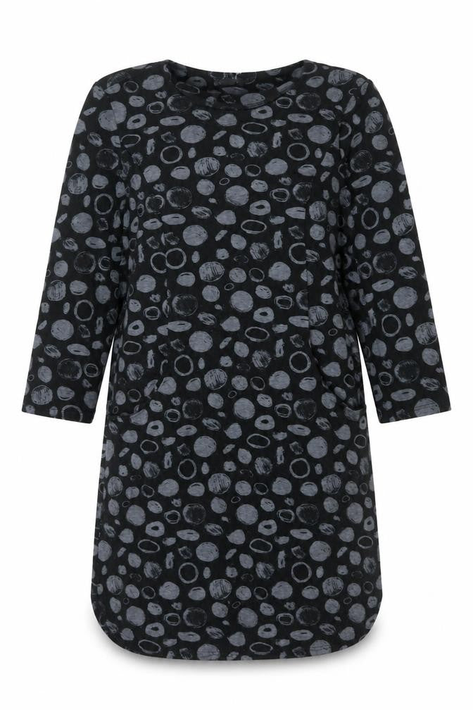 Roman Womens Black Geometric Polyester Shift Size 12 Round Neck Pullover