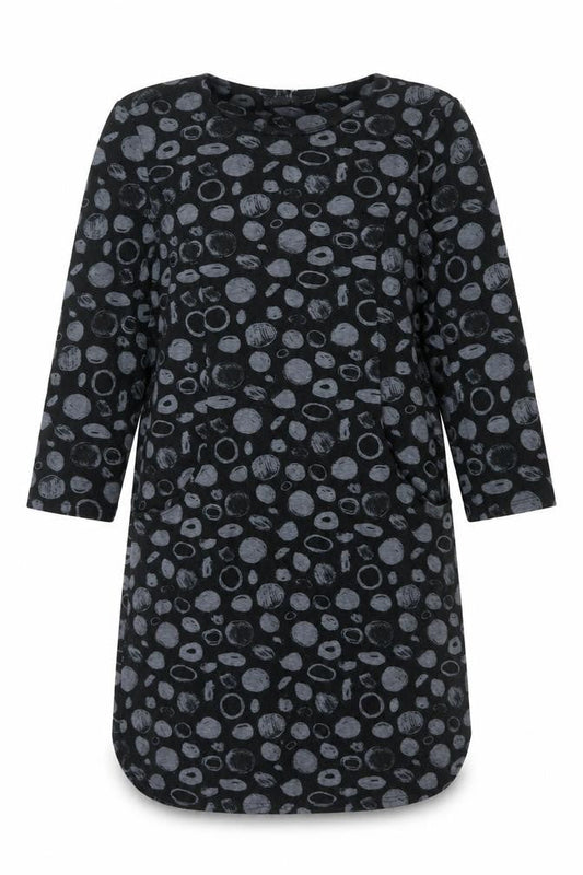 Roman Womens Black Geometric Polyester Shift Size 12 Round Neck Pullover