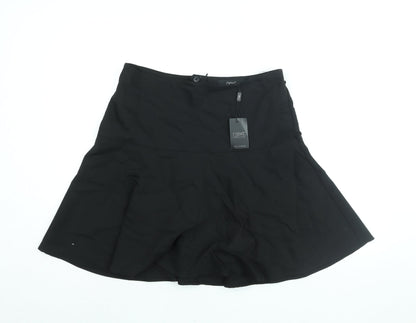 Next Womens Black Cotton A-Line Skirt Size 12 Zip
