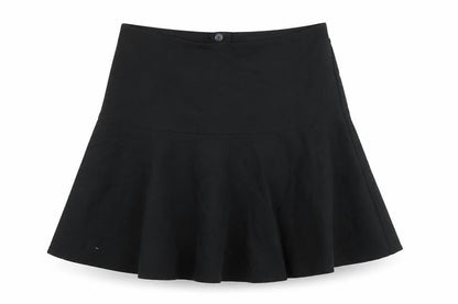 Next Womens Black Cotton A-Line Skirt Size 12 Zip