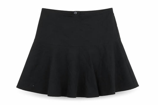 Next Womens Black Cotton A-Line Skirt Size 12 Zip