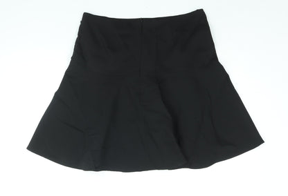 Next Womens Black Cotton A-Line Skirt Size 12 Zip