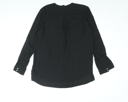 H&M Womens Black Polka Dot Polyester Basic Blouse Size 8 V-Neck