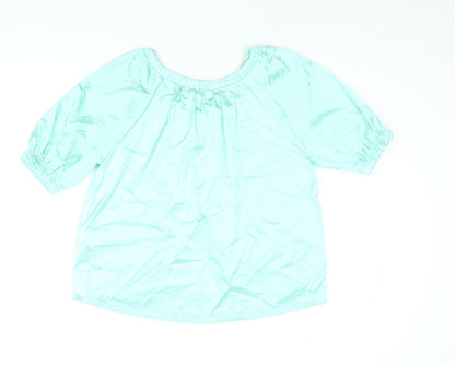 Marks & Spencer Womens Green Polyester Basic Blouse Size 6 Round Neck