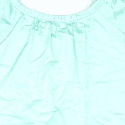 Marks & Spencer Womens Green Polyester Basic Blouse Size 6 Round Neck
