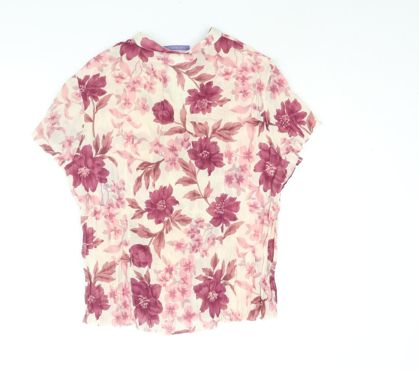 Autonomy Womens Pink Floral Polyester Basic Blouse Size 16 V-Neck
