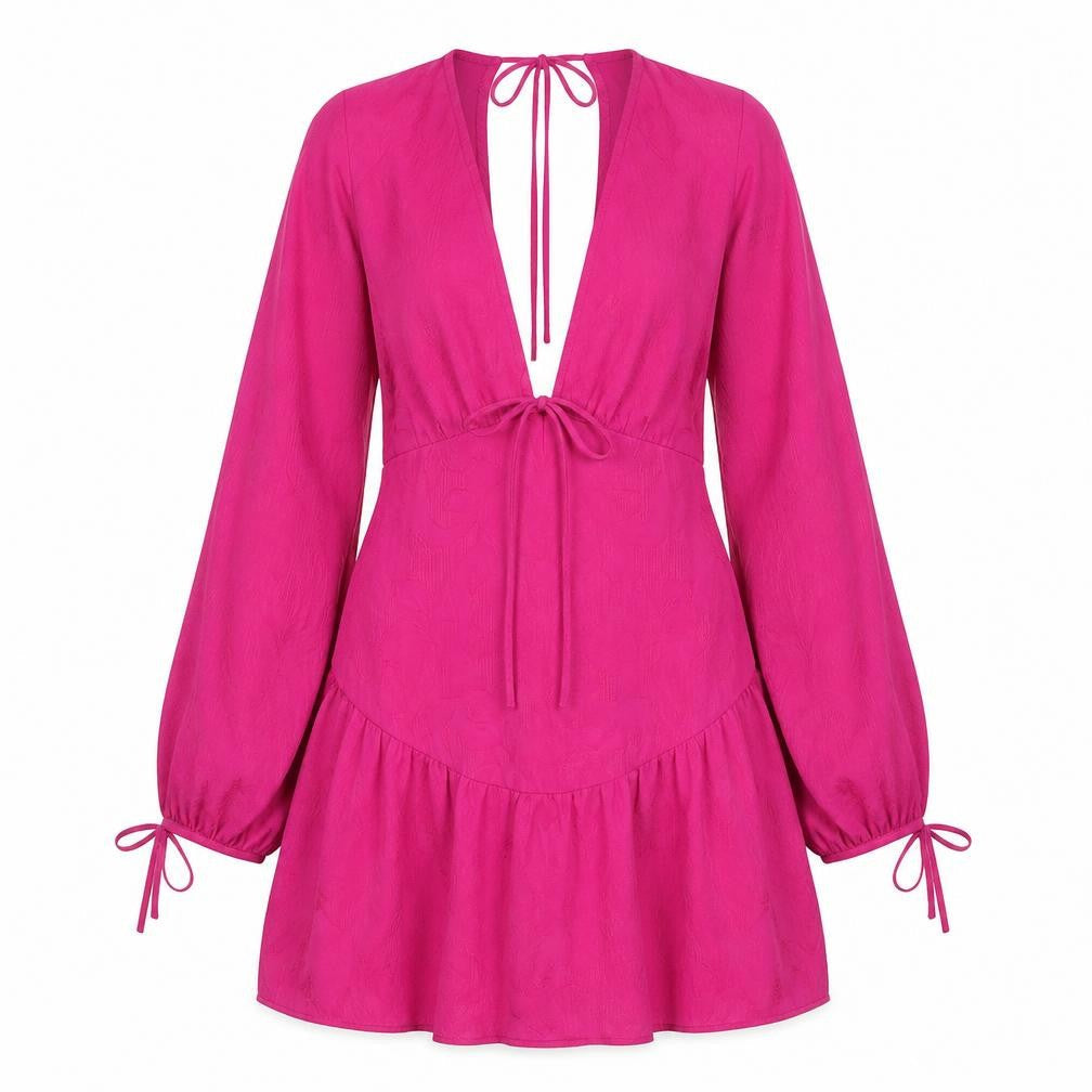 Topshop Womens Pink Polyester Shift Size 10 V-Neck Zip - Tie