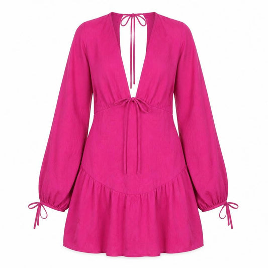Topshop Womens Pink Polyester Shift Size 10 V-Neck Zip - Tie