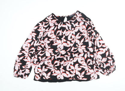 Marks & Spencer Womens Multicoloured Viscose Basic Blouse Size 14 Round Neck - Floral Print