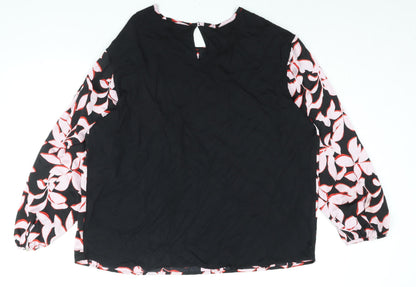 Marks & Spencer Womens Multicoloured Viscose Basic Blouse Size 14 Round Neck - Floral Print