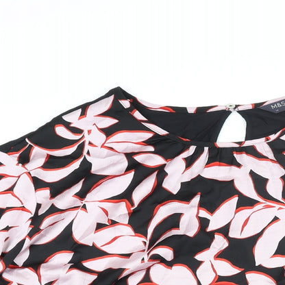 Marks & Spencer Womens Multicoloured Viscose Basic Blouse Size 14 Round Neck - Floral Print